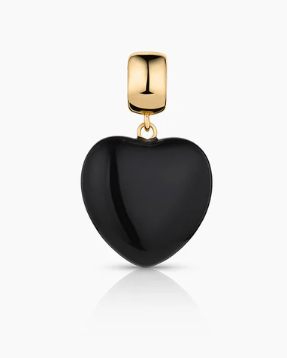 BLACK ONYX SMALL SMOOTH HEART CHARM