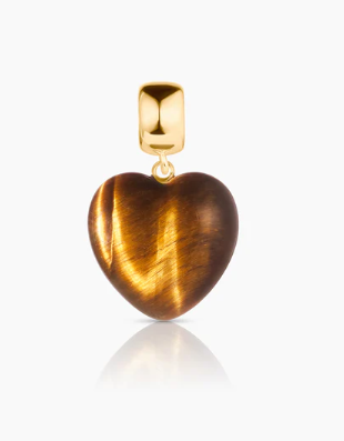 TIGER EYE SMALL SMOOTH HEART CHARM