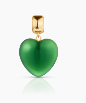 GREEN JADE SMALL SMOOTH HEART CHARM