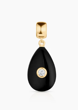 BLACK ONYX SMOOTH TEARDROP CHARM