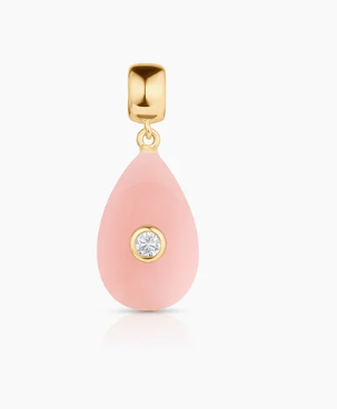PINK JADE SMOOTH TEARDROP CHARM