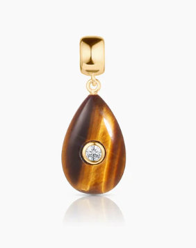 TIGER EYE SMOOTH TEARDROP CHARM
