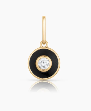 BLACK ENEMEL & CUBIC ZIRCONIA ROUND CHARM