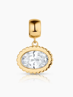OVAL RIDGED CUBIC ZIRCONIA CHARM