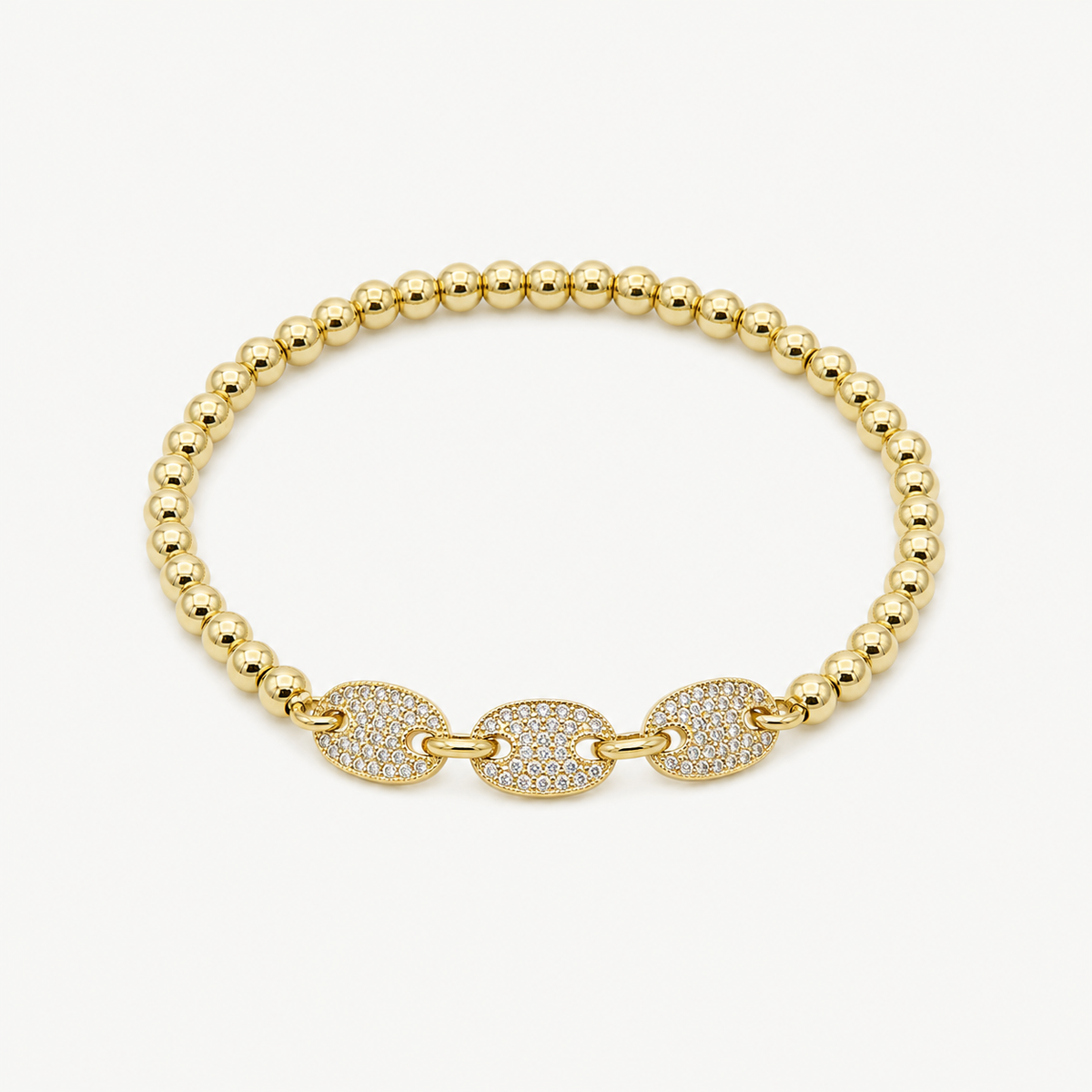 Pavé link bead bracelet