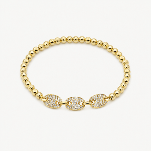 Pavé link bead bracelet