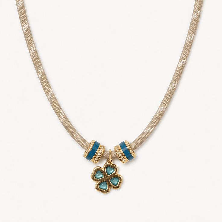 BLUE CORD PENDANT NECKLACE