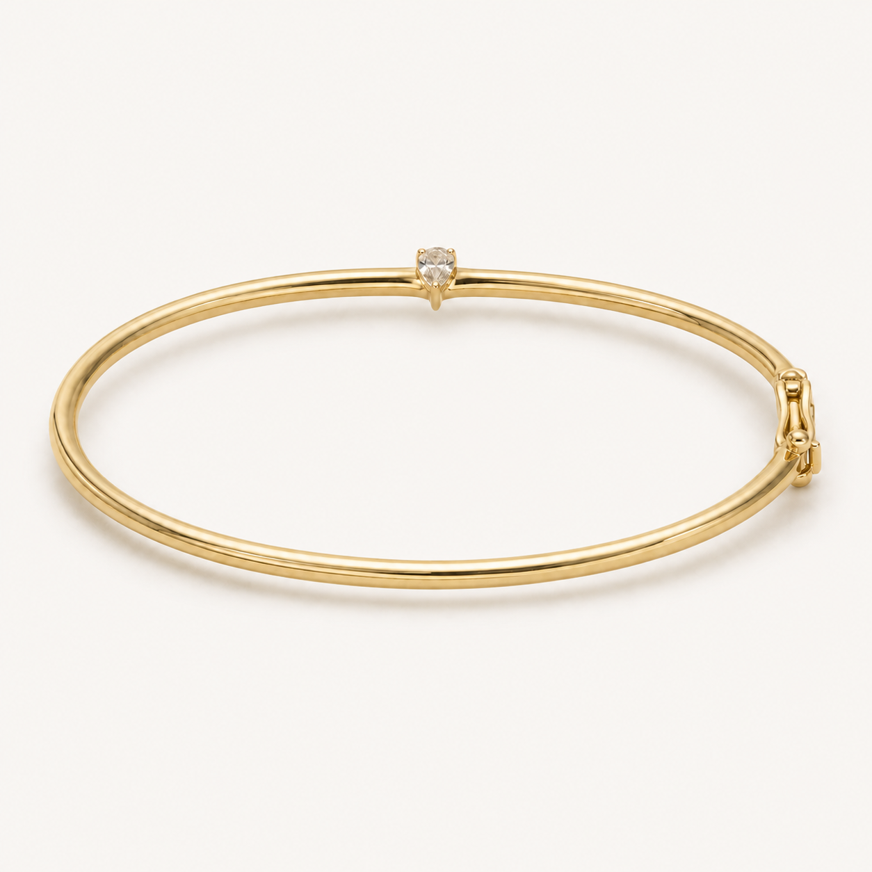 14K pear diamond accent bangle