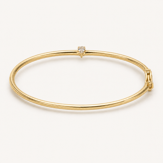 14K pear diamond accent bangle