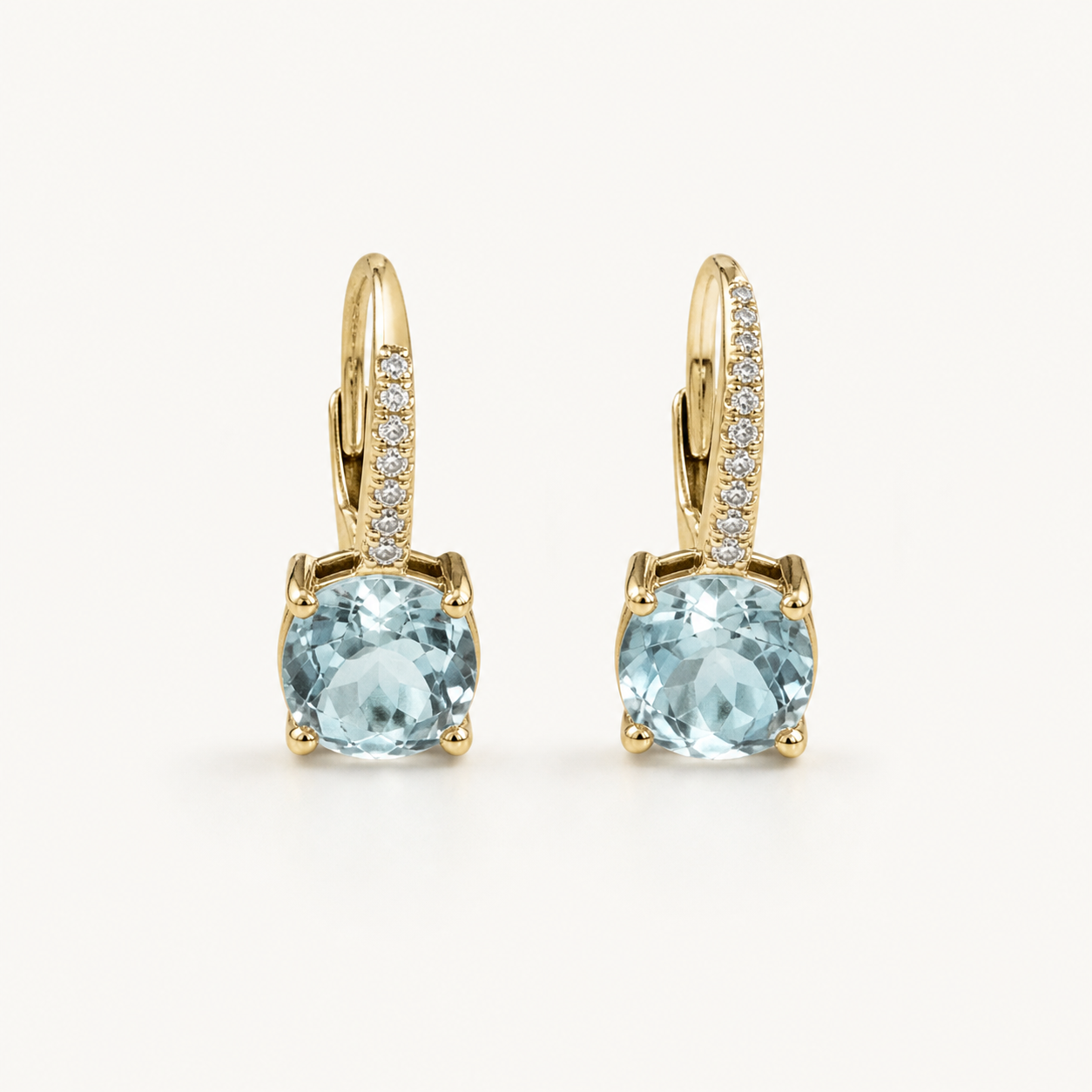 14k light blue topaz & diamond drop earrings