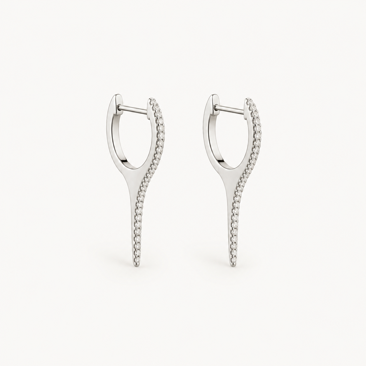 14k diamond spike huggie earrings