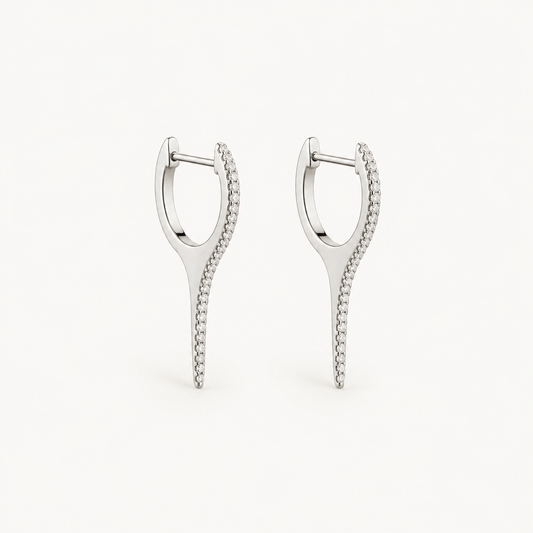 14k diamond spike huggie earrings