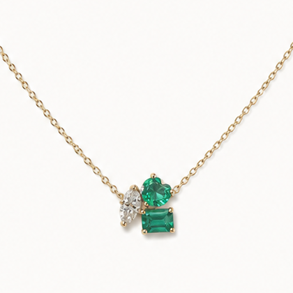 GOLD EMERALD CLUSTER NECKLACE