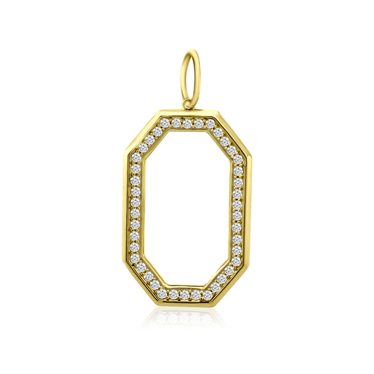 GOLD AND DIAMOND OVAL OCTAGON CHARM