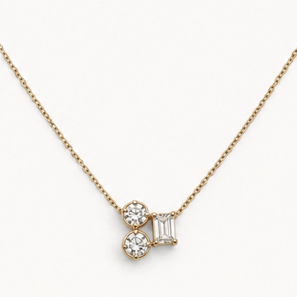 GOLD THREE STONE NECKLACE