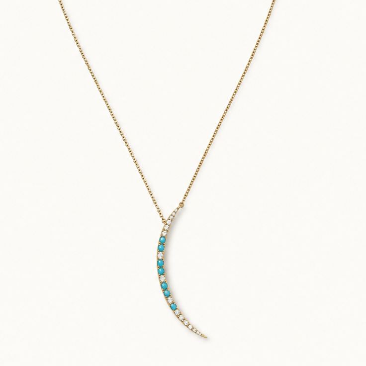 GOLD TURQUOISE DIAMOND NECKLACE