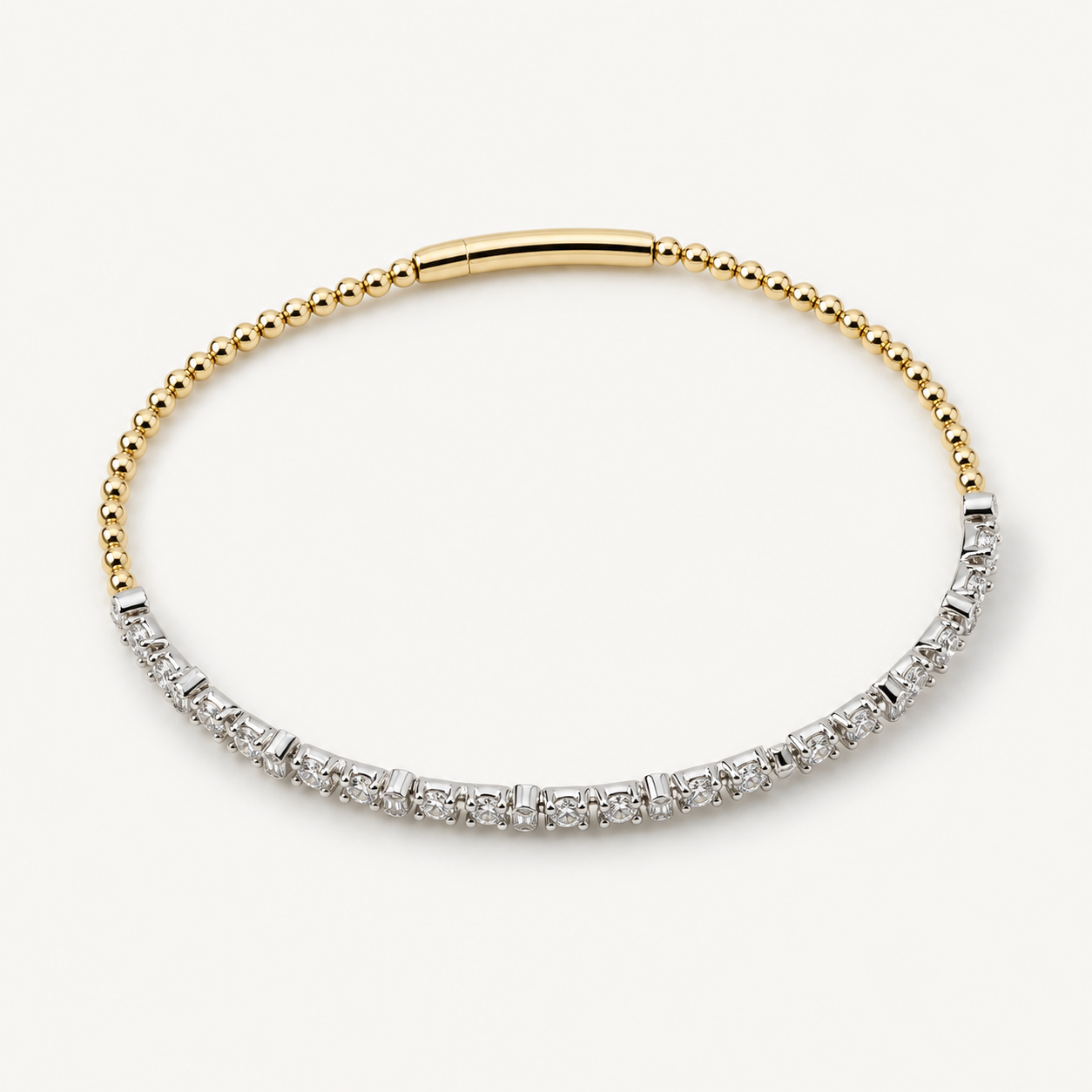 14k two-tone diamond flex bracelet