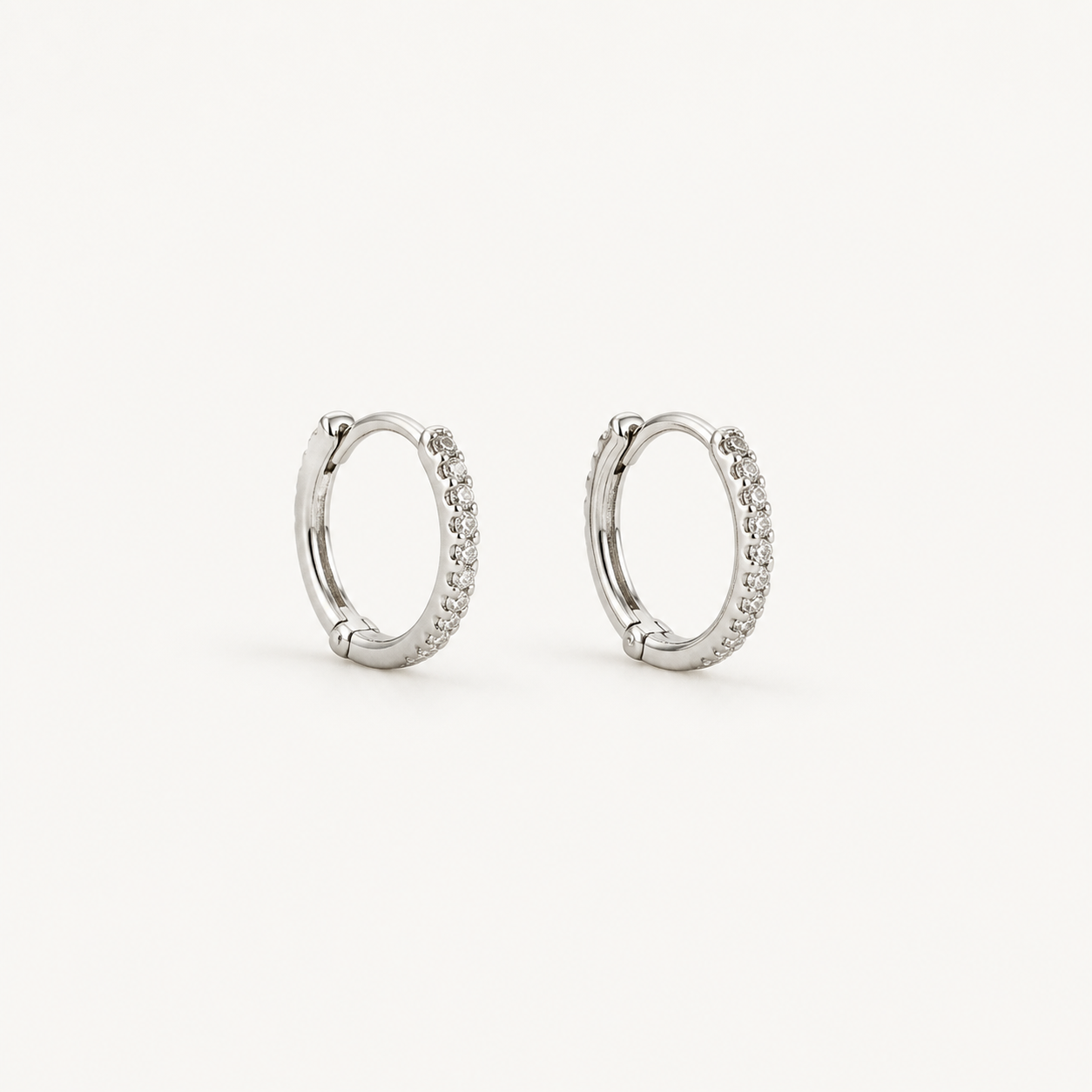 14k tiny diamond hoop earrings