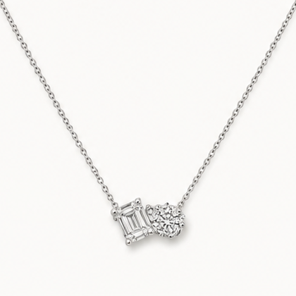 WHITE GOLD BAGUETTE NECKLACE