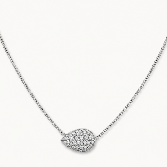 WHITE GOLD PAVÉ TEARDROP NECKLACE