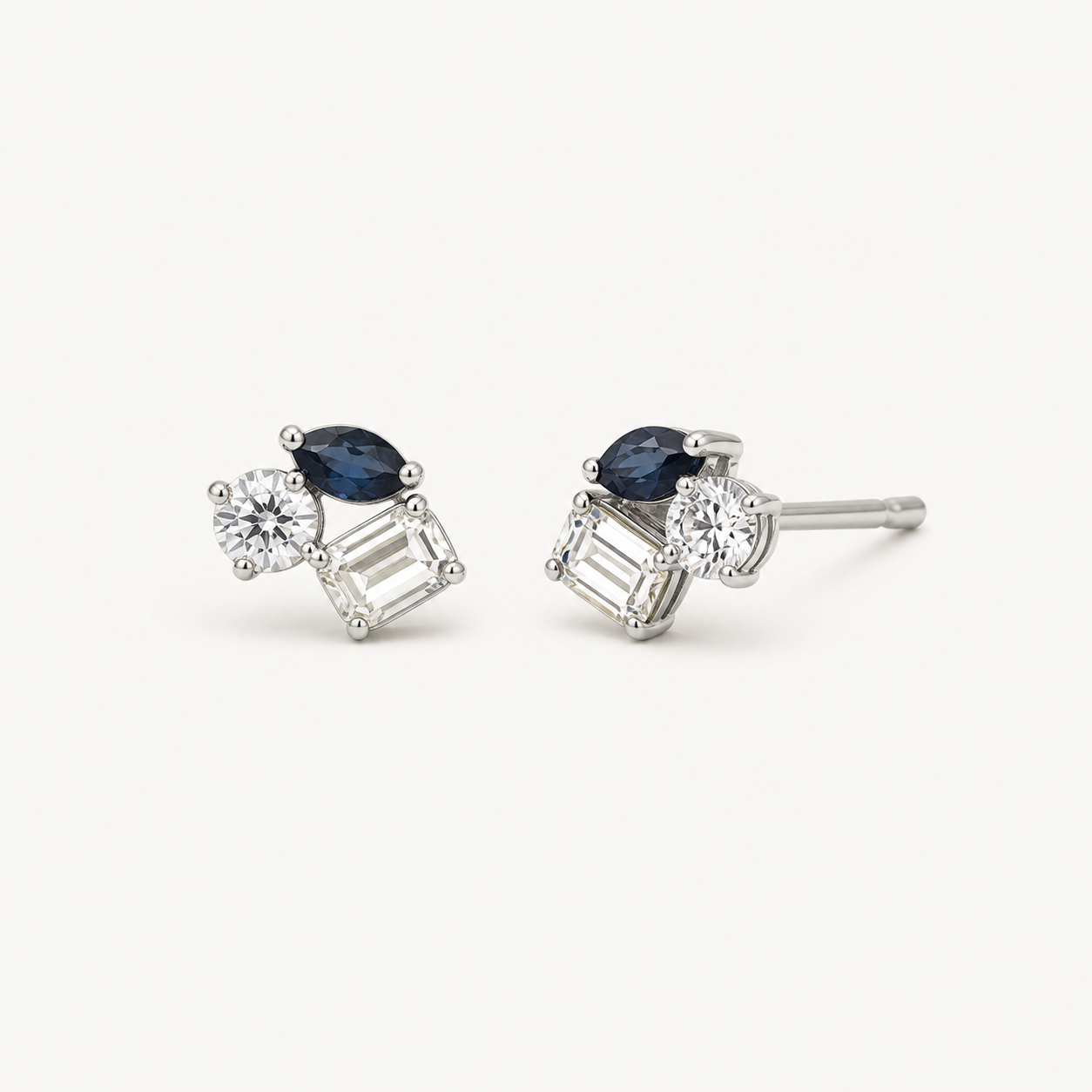 sapphire & diamond cluster stud earrings