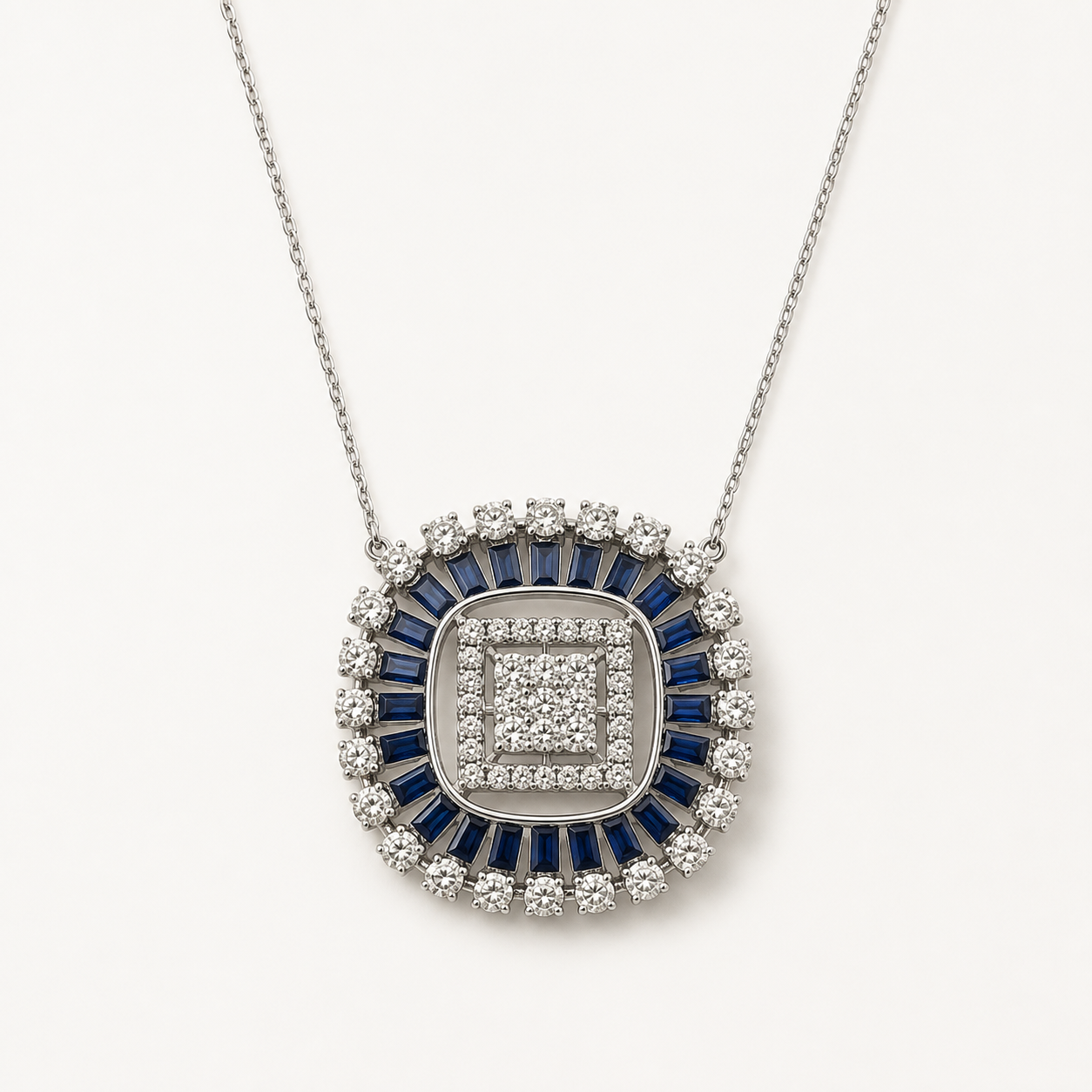 sapphire & diamond statement pendant necklace