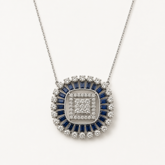 sapphire & diamond statement pendant necklace