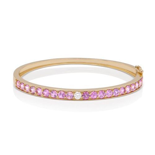 Pink Sapphire & Diamond Bangle