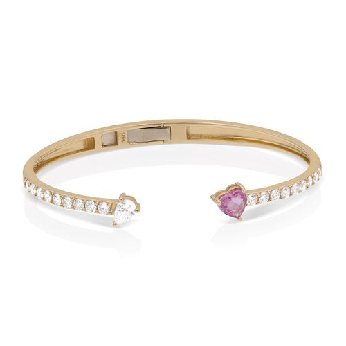 Pink Sapphire & Diamond Open Bangle