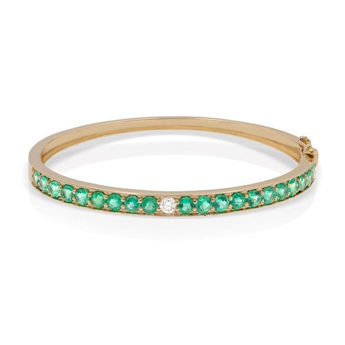 Emerald & Diamond 14k Bangle