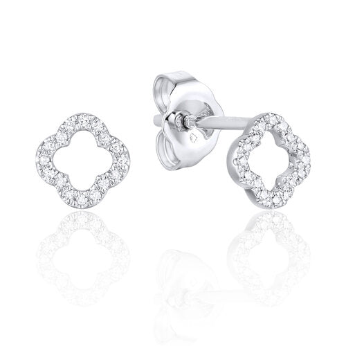 Small Diamond Clover Stud Earrings