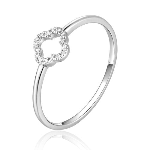 Diamond Open Clover 14K Ring