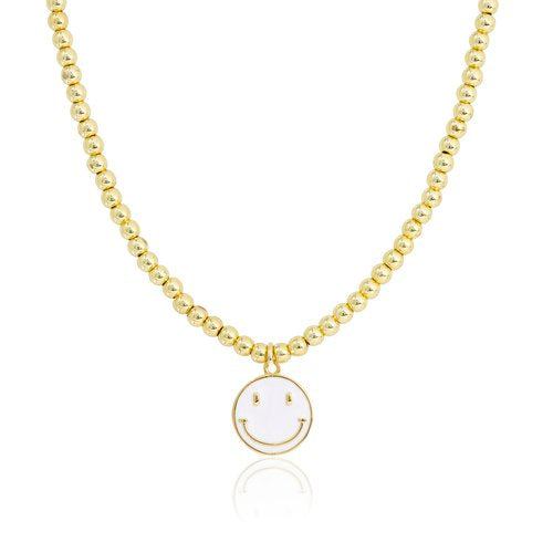 White Smiley Face Necklace